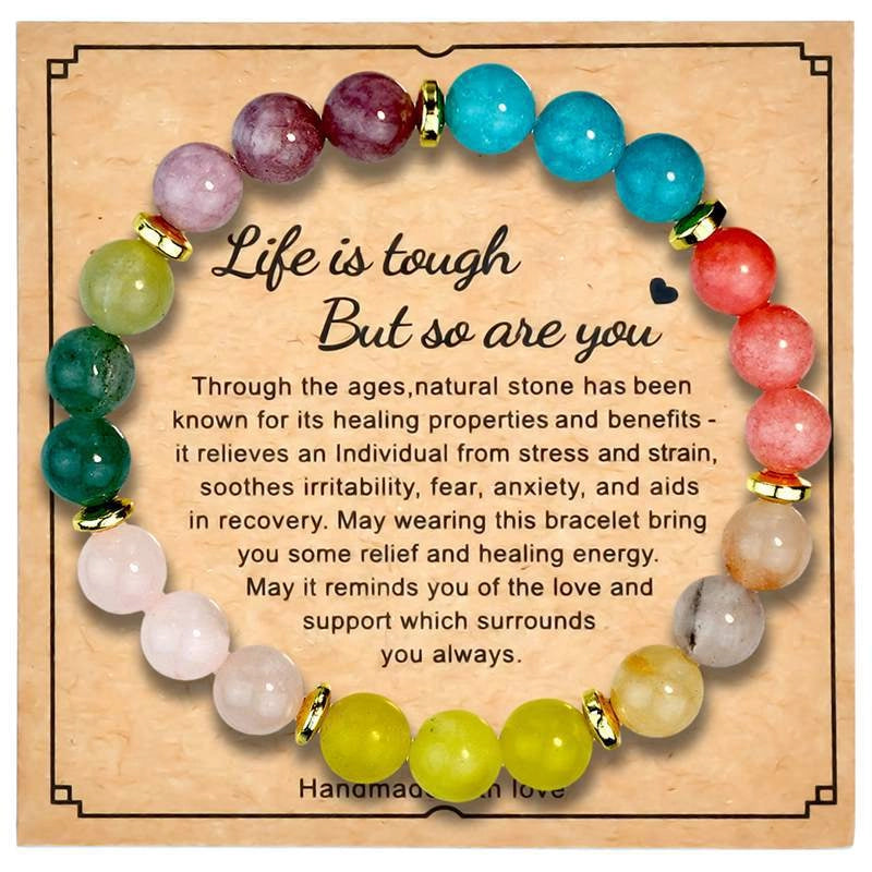 8mm Natural Stone Bracelet With Card Explosions Tourmaline Bracelet For Men And Women Friendship Bracelet Holiday Gift