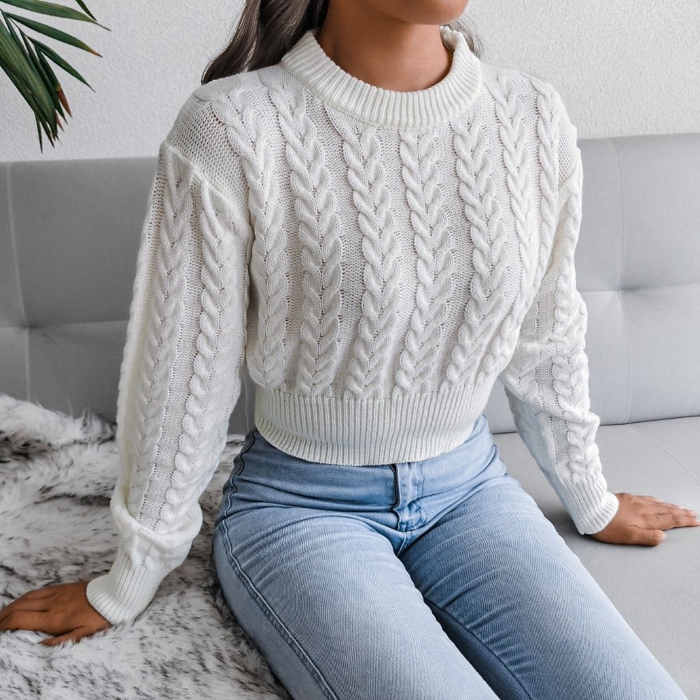 Twist Waist Knitted Navel-exposed Sweater - VSMEE