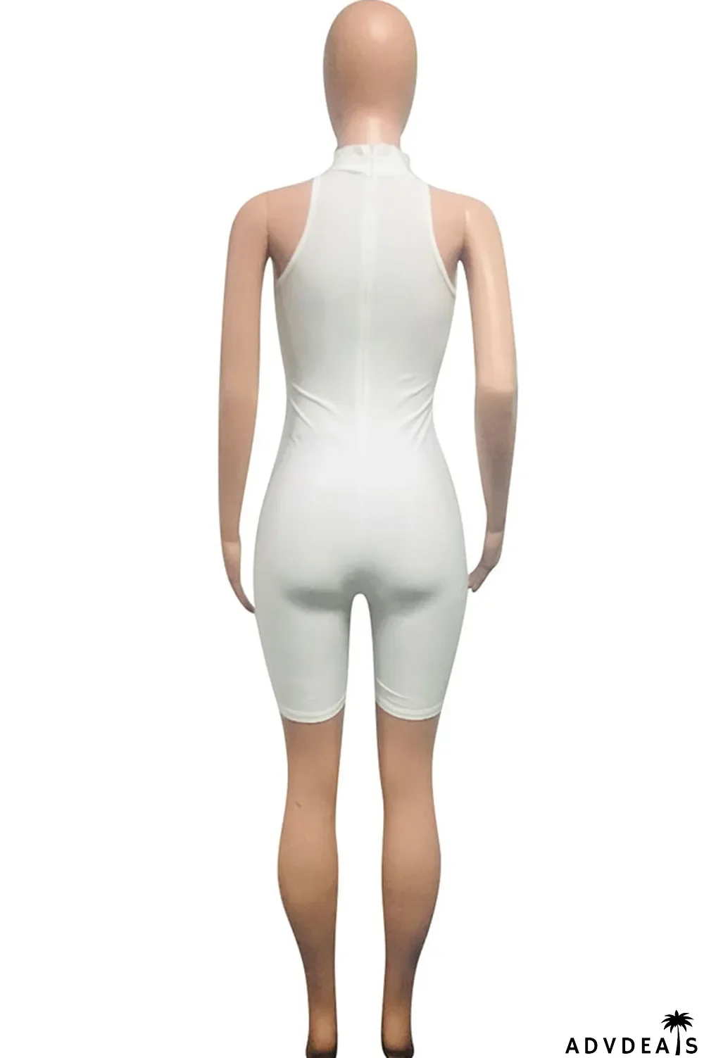 Grey Fashion street Solid Milk. Sleeveless O Neck Jumpsuits