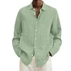 Men's Lapel Loose Button Cotton and Linen Striped Shirt