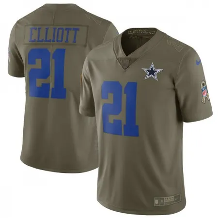 Men's  Dallas Cowboys #21 Ezekiel Elliott Olive Salute to Service Limited Stitched NFL Jersey