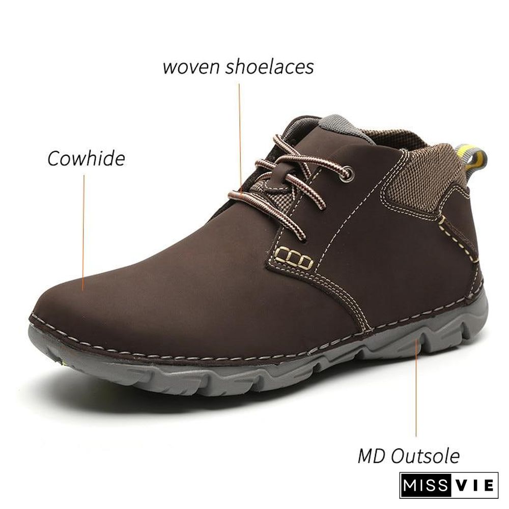 Men Ankle Boots Fashion Men Shoe Vintage Style Leather Male Outdoor Casual Boots Work Footwear