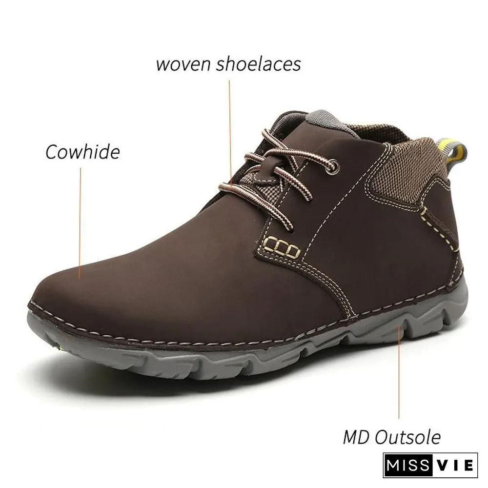 Men Ankle Boots Fashion Men Shoe Vintage Style Leather Male Outdoor Casual Boots Work Footwear