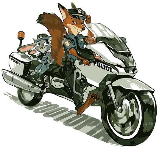 

Rabbit And Fox on The Motorcycle – Paint By Numbers - 40*50CM, 501 Original