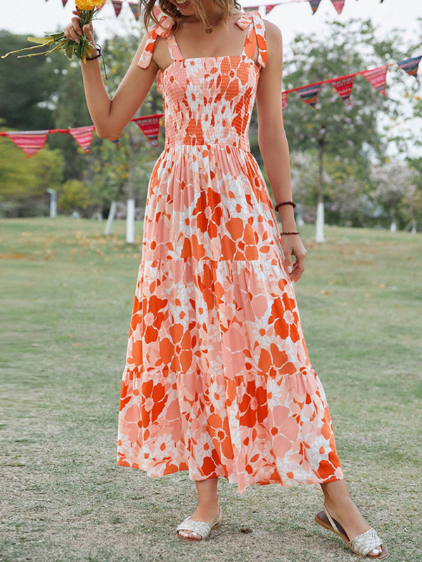 Mature Women Casual Summer Sling Floral Resort Bohemian Maxi Dress