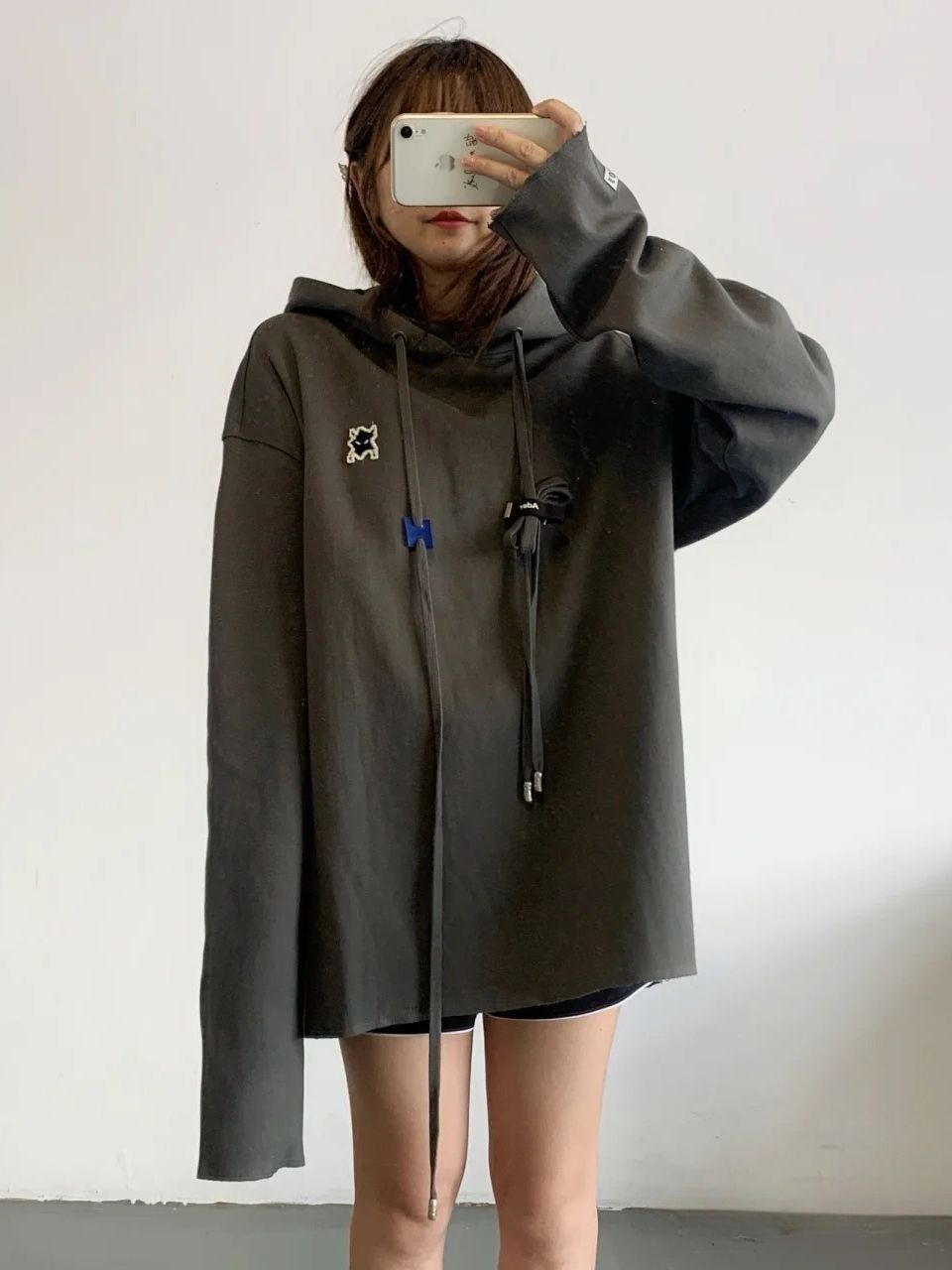 Embroidered little monster hooded sweatshirt