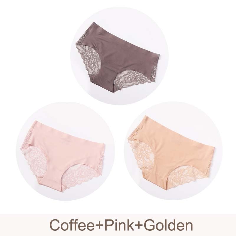 3 pcs/lot Sexy Lace Panties Seamless Women Underwear Briefs Nylon Silk Underpants for Ladies Transparent Lingerie