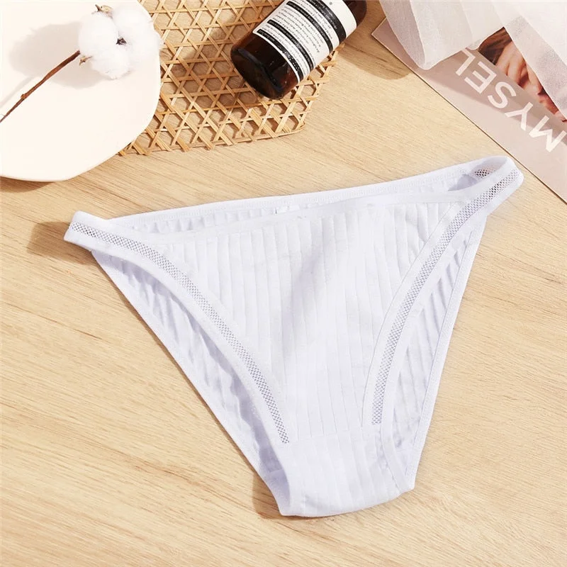 FINETOO Low-Rise Cotton Panties Women Bikini Underwear Sexy Hollow Mesh Briefs Girls Underpants M-XL Female Lingerie Panty 2021