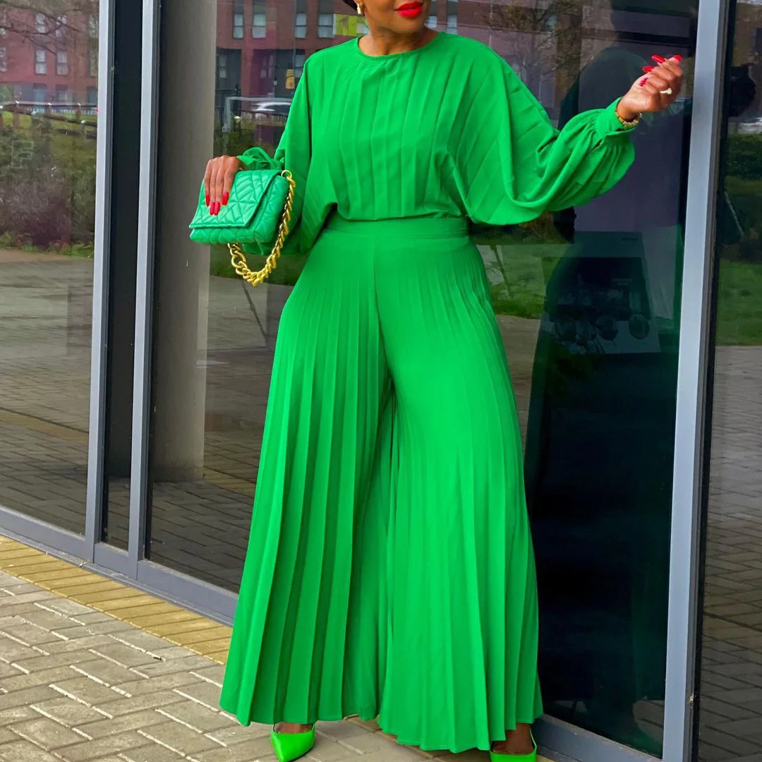 Fashion Loose Large Size Casual Shirt Wide Leg Pants Two-piece Set | IFYHOME