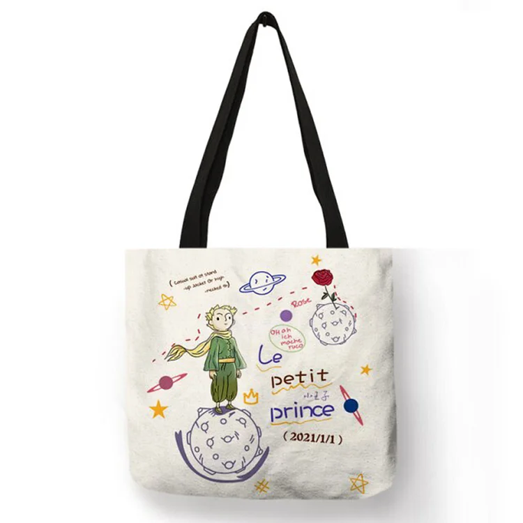 Le Petit Prince Fox Rose - Linen Tote Bag