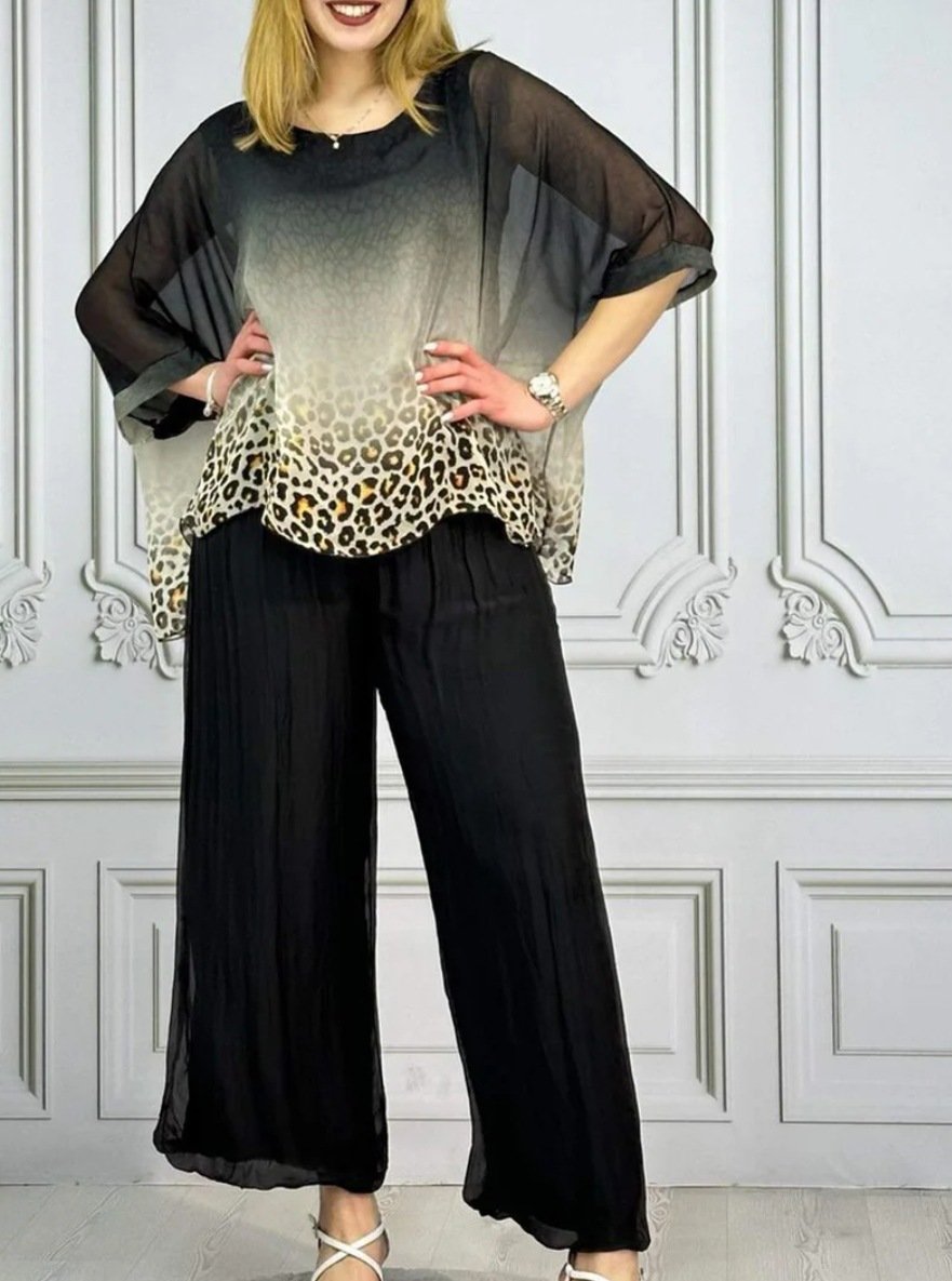Casual leopard print two piece suit main image 0