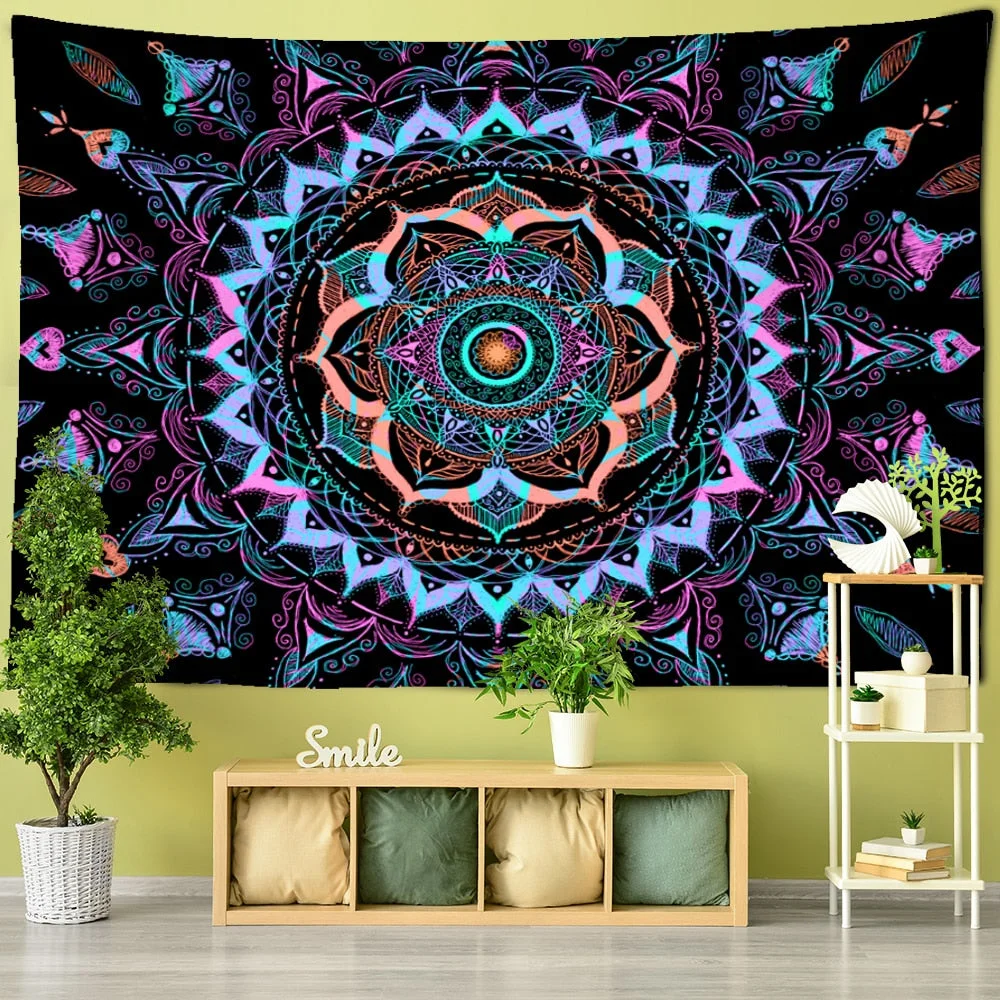 Indian Mandala Tapestry Wall Hanging Sandy Beach Throw Rug Blanket Camping Tent Travel Mattress Bohemian Sleeping Pad Tapestries