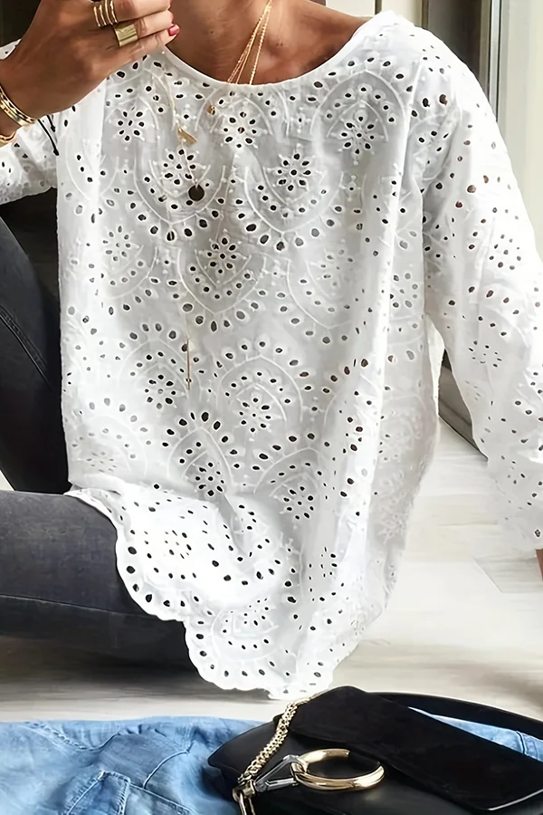 Chic Casual Eyelet Lace Blouse