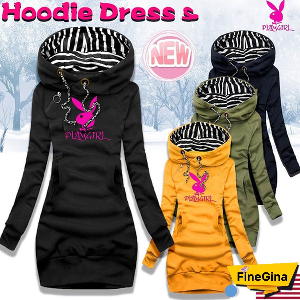 Women Fashion Hooded Sweater Dress Autumn And Winter Long Sleeve Hoodie Dress Slim Fit Pullovers Sweatshirt Dress