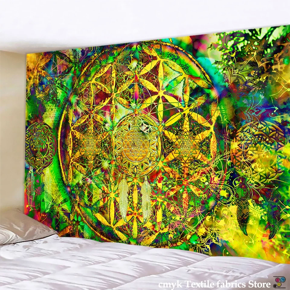 India Mandala Tapestry Wall Hanging Boho Decor Wall Cloth Tapestries Psychedelic Hippie Night Moon Tapestry Mandala Wall Carpet