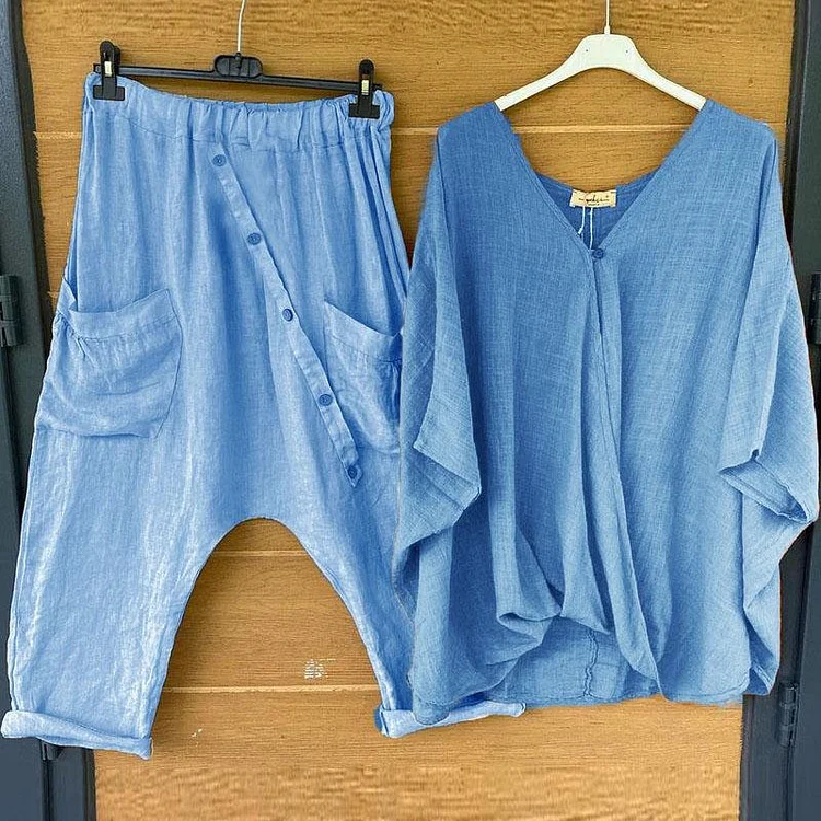 Casual Simple Loose Short Sleeve Set