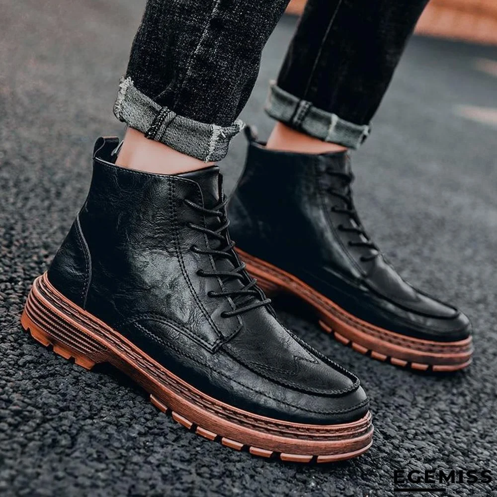 Ankle Men Boots Leather Retro Martin Boots Men Waterproof Tooling Boots Leisure | EGEMISS