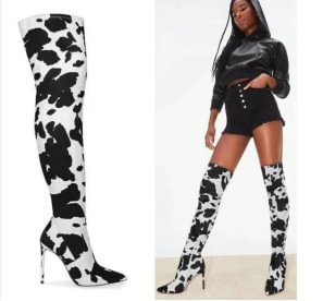 High Quality Women Fine Leather High-heeled Boots Knee With Side Zipper Boots - Shop Trendy Women's Clothing | LoverChic