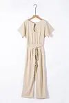 Women's Casual Loose Jumpsuit Solid Color Wide Leg Drawstring