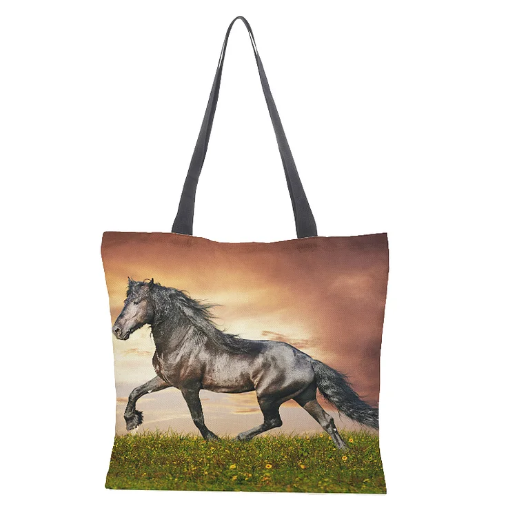 Linen Eco-friendly Tote Bag - Horse