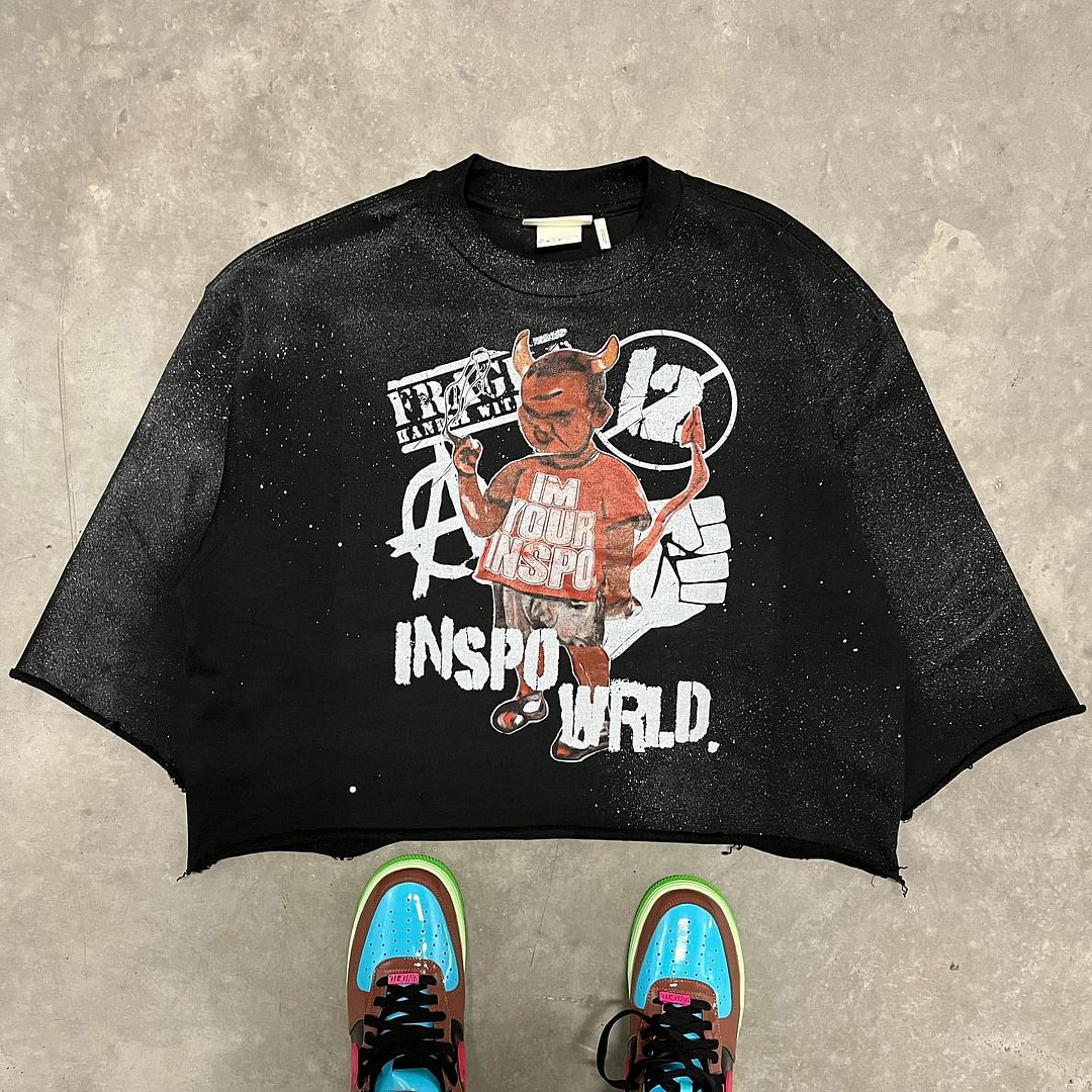 Unisex Street Style Printed Pullover Irregular T-Shirt - SOPULA