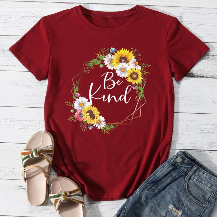 Be Kind Sunflower Daisy T-Shirt Tee-05197