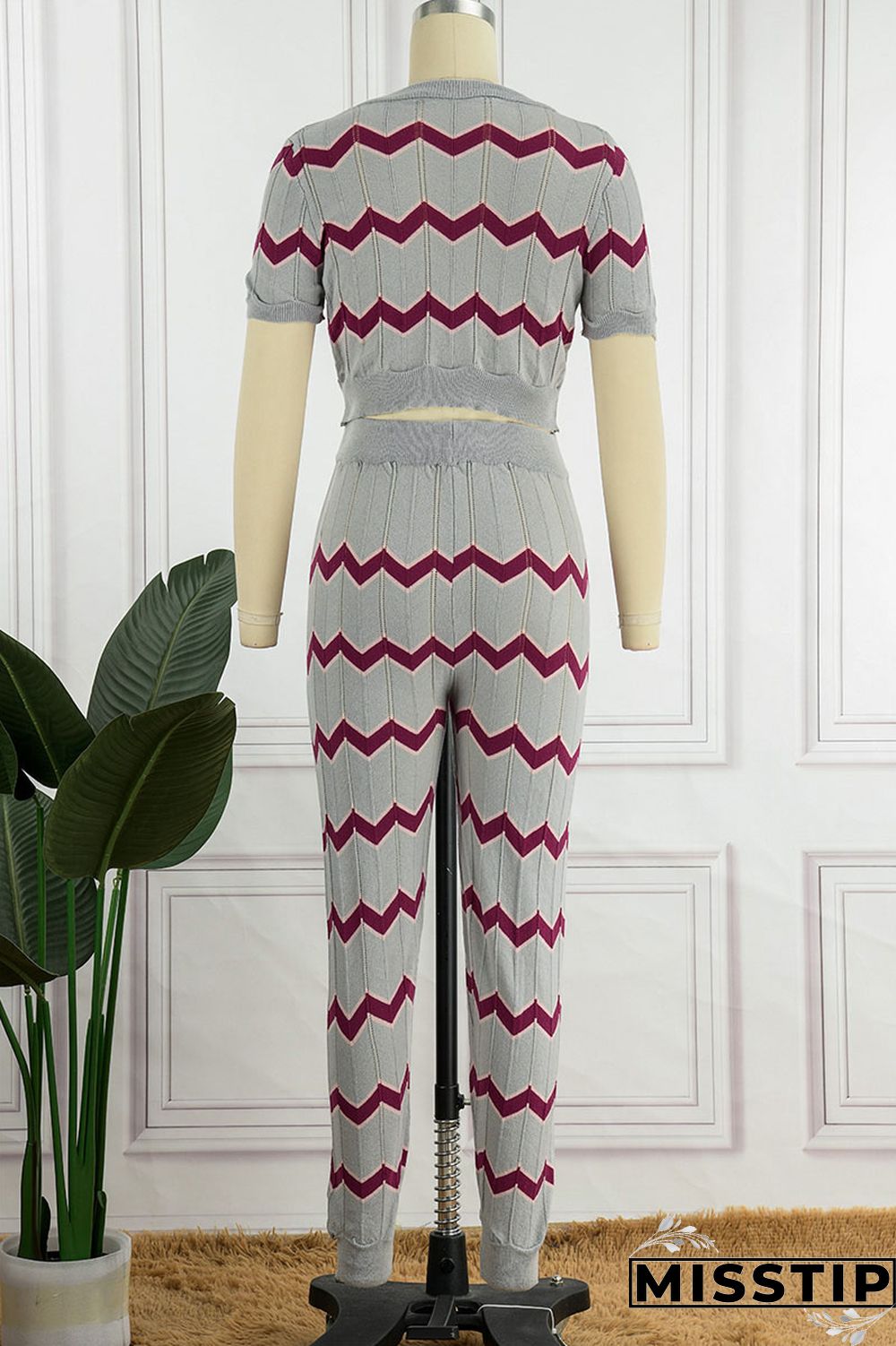 Pink Casual Patchwork O Neck Short Sleeve Two Pieces