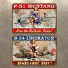 2PCS Airplane Girl - Metal Tin Signs Set(8*12Inch/12*16Inch)