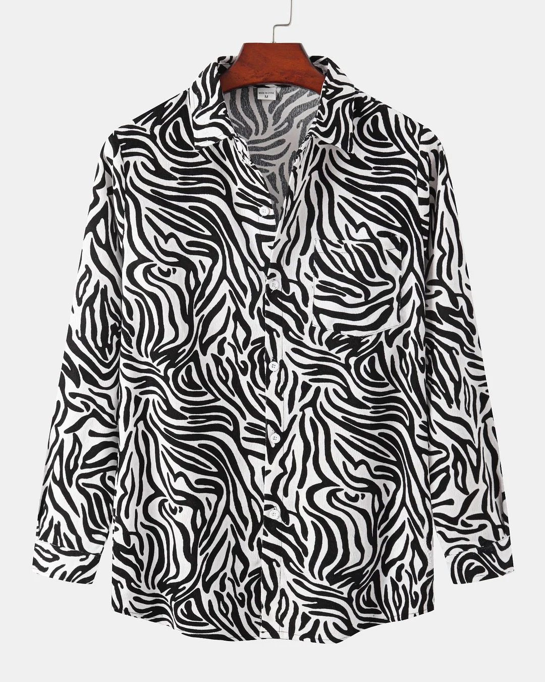 Men's Corduroy Zebra Pattern Long Sleeve Shirt 0203