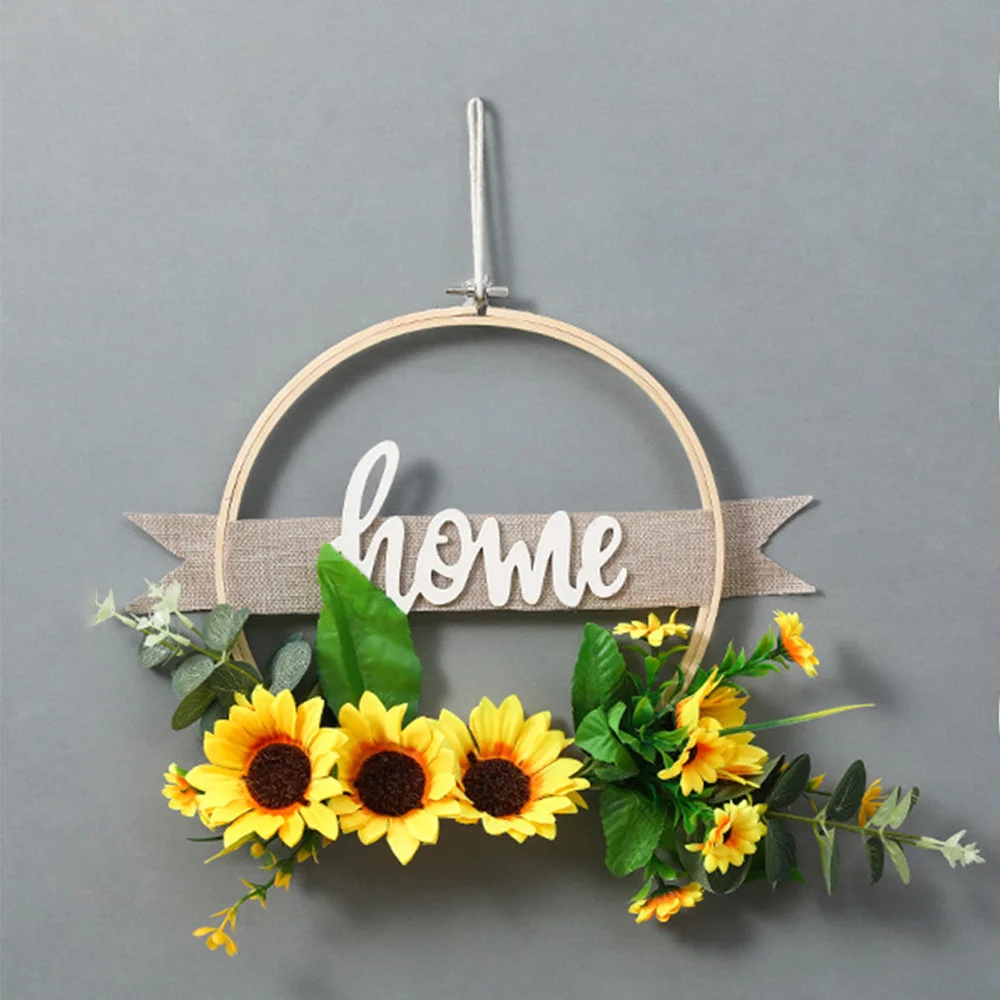 Simulation Eucalyptus Leaf Bamboo Circle Festive Decoration Garland