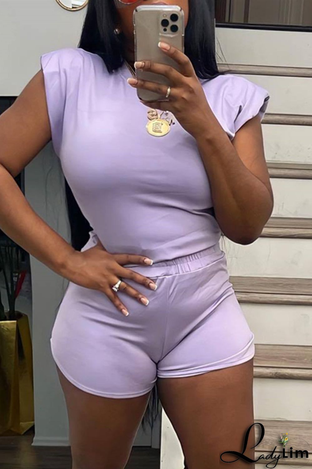 Black Fashion Casual Solid Basic O Neck Sleeveless Two Pieces