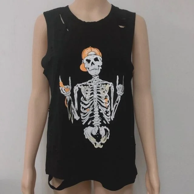 Womens Sleeveless Skeleton T-Shirt