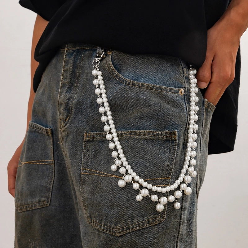 Modern Style Classic Style Geometric Imitation Pearl Alloy Beaded Unisex Chain Belts