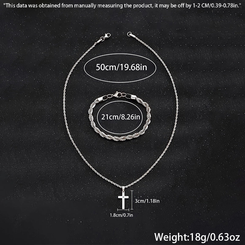 Minimalist Classic Style Cross 304 Stainless Steel Bracelets Necklace