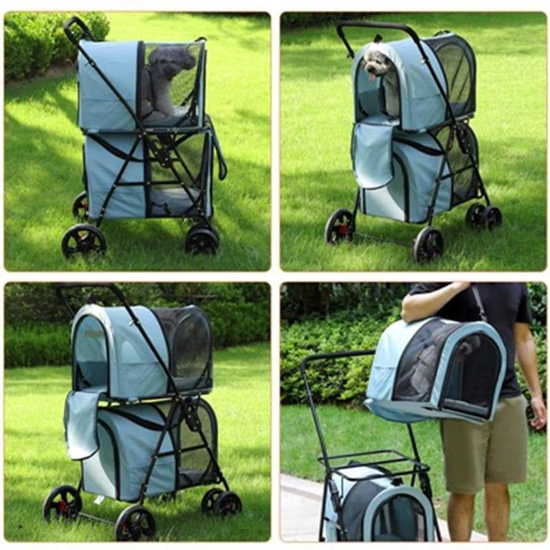 Double Pet Stroller for 2 Pets with Suspension System 360° Rotating Front Wheel