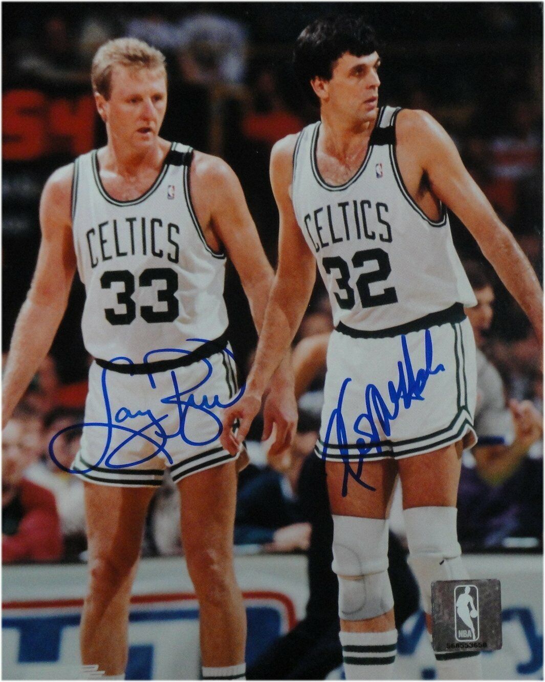 Larry Bird Kevin McHale Dual Signed Autograph 8x10 Photo Poster painting Celtics Defense JSA