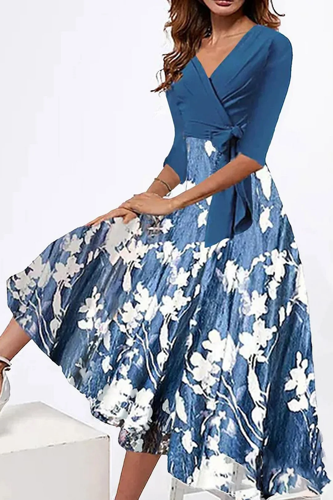 Casual Floral Short Sleeve Knit Dress