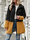 Contrast Color Loose Long Sleev Lapel Collar Fashion Cardigan Coat