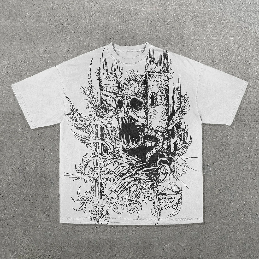 Skull Personalized Print Short Sleeve T-Shirt