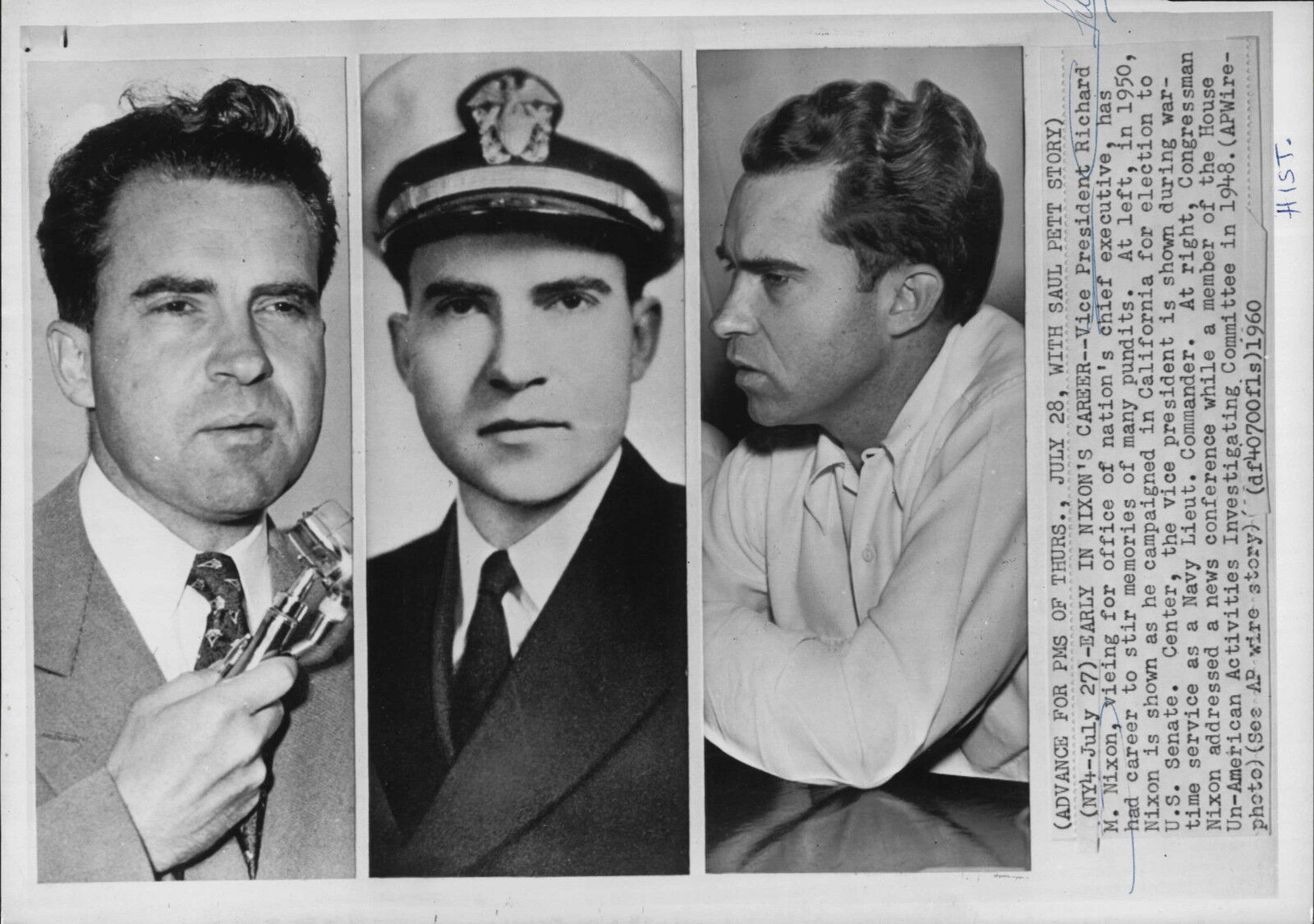 1960 President Richard Nixon Senate Campaign, Lt Commander, Congress Press Photo Poster painting