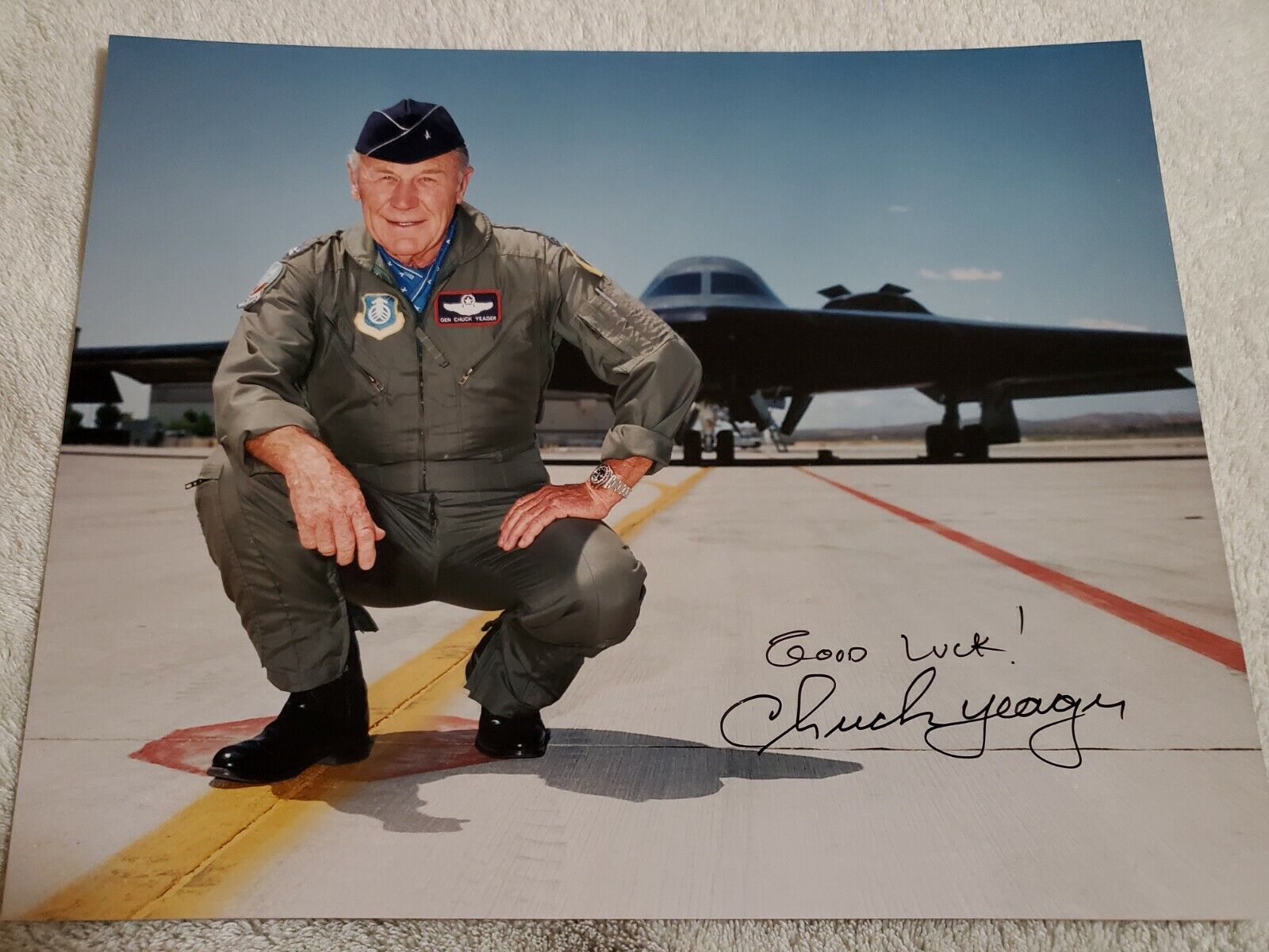 CHUCK YEAGER SIGNED AUTOGRAPHED Photo Poster painting SUPERSONIC TEST PILOT WWII