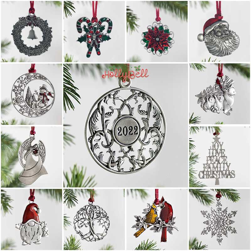 HollyBell - Solid Pewter Christmas Tree Ornaments