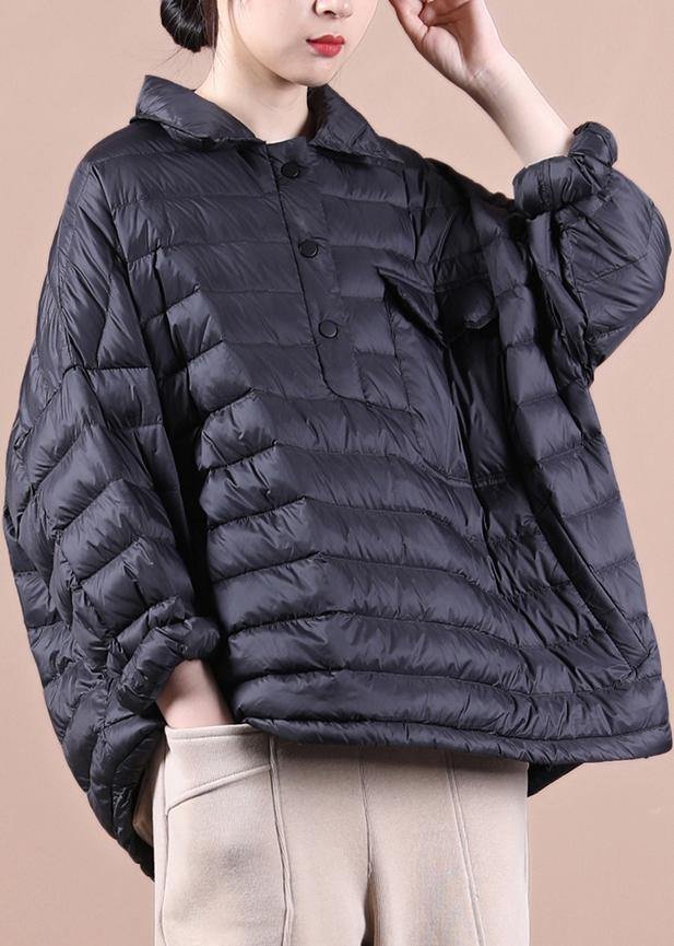 Luxury Loose fitting down jacket Jackets black lapel pockets duck down coat