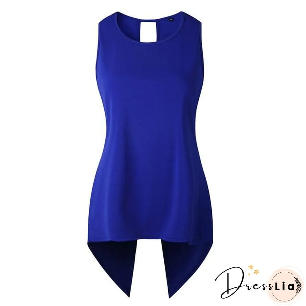 Women Cross Irregular Sleeveless Backless Tops and Blouses