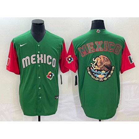Men's Mexico Baseball 2023 Green Team Big Logo World Baseball Classic Stitched Jersey JPV3