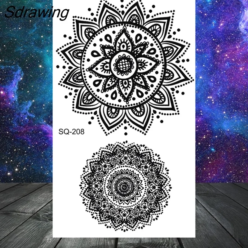 Sdrawing Bow Henna Crown Temporary Tattoos For Women Adult Girl Kids Butterfly Dream Catcher Fake Tattoo Neck Arm Hands Small Tatoo