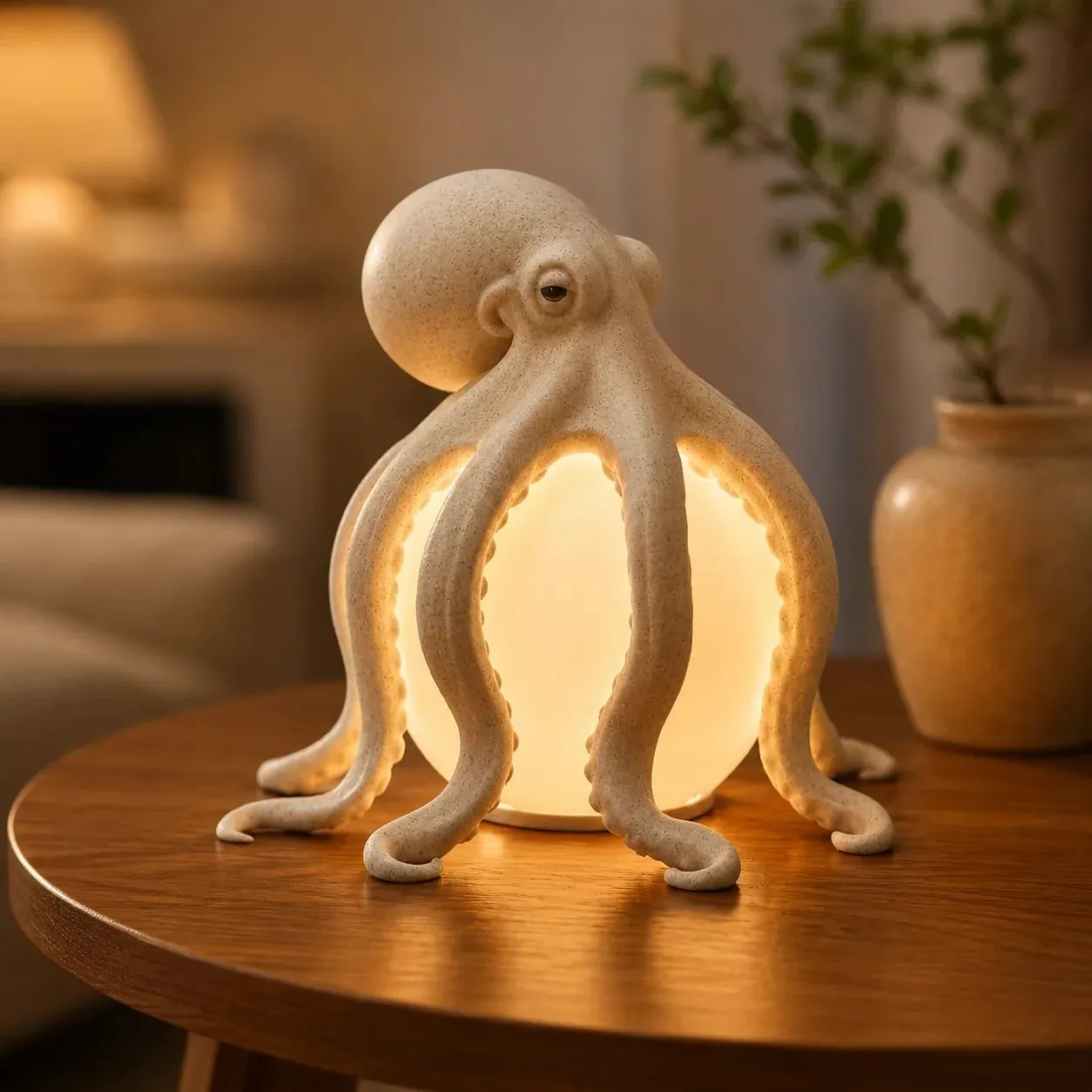 Three color options of the octopus table lamp
