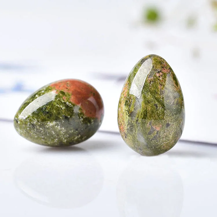 Olivenorma Energetic Natural Crystal Eggs-Unakite