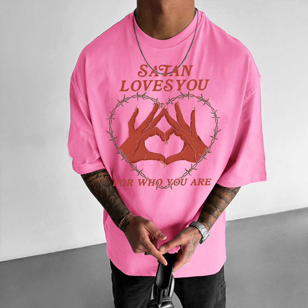 Satan Loves You Unisex Oversized Print T-Shirt