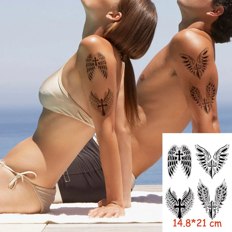 Temporary Tattoo Stickers Rudder Anchor Ocean Waves Fake Tatto Waterproof Tatoo Back Leg Arm Belly Big Size for Women Men Girl